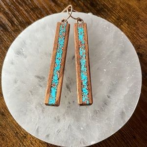 Wood & turquoise earrings
